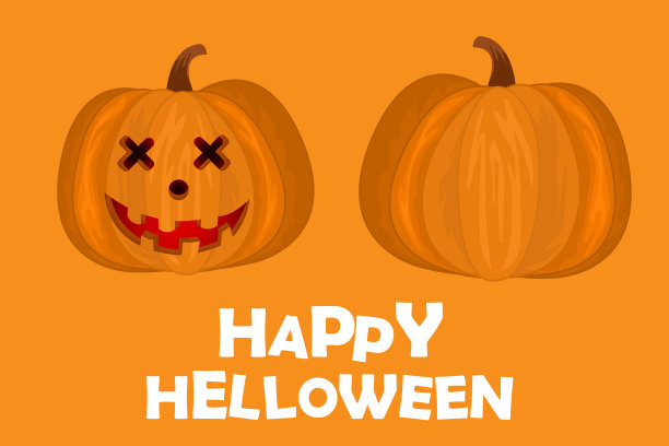 万圣节南瓜，前后视图。矢量图形图片下载