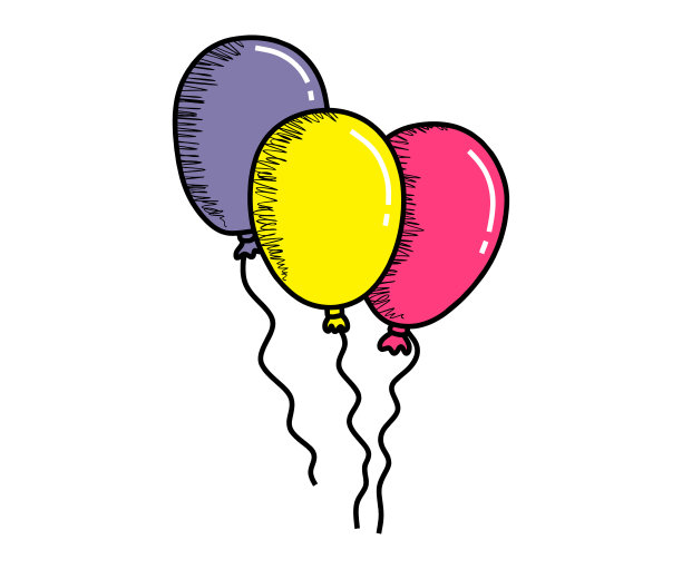 白色背景上手绘的气球图片下载