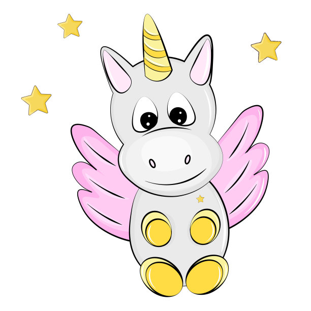 可爱的卡通飞行独角兽与星星图片下载