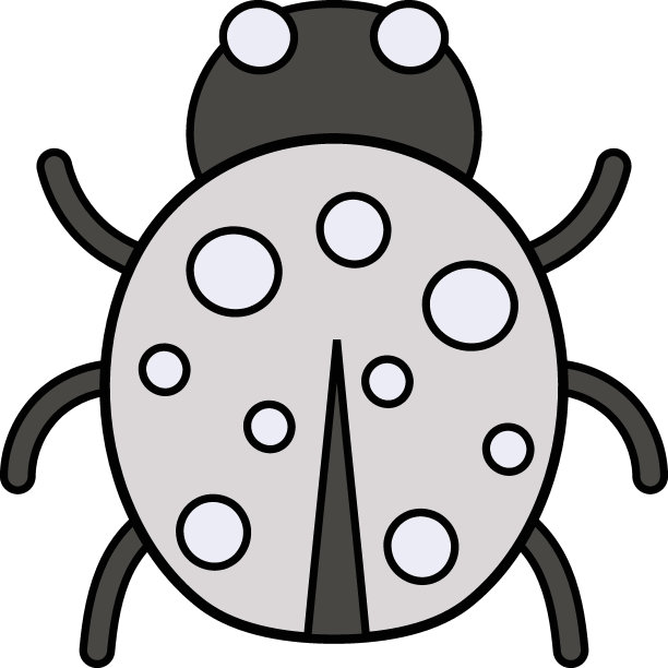 银色玛丽甲虫矢量图标设计，秋季或秋季活动符号，干燥天气标志，温带气候元素库存插图，灰色瓢虫甲虫概念图片下载