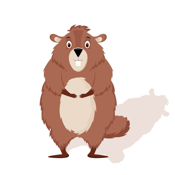 土拨鼠日快乐。有趣而快乐的土拨鼠微笑。矢量插图孤立在白色背景上。图片下载
