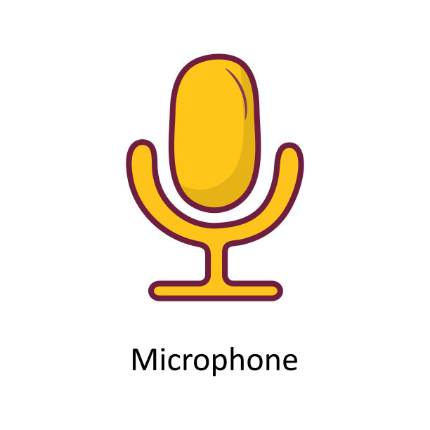 麦克风填充轮廓图标设计插图。媒体控制符号在白色背景EPS 10文件图片下载