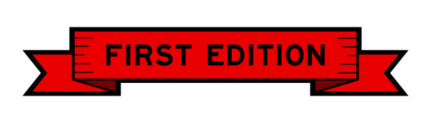 缎带标签横幅字第一版在白色背景上的红色图片下载