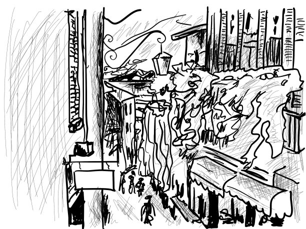 老意大利城市街道插图图片下载