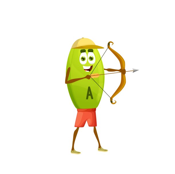 卡通维生素A弓箭手，矢量视黄醇图片下载