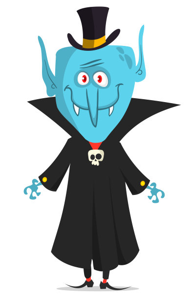 可爱的卡通吸血鬼微笑。矢量图图片下载