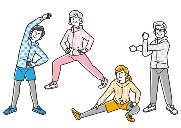 插画组的人准备体操图片下载