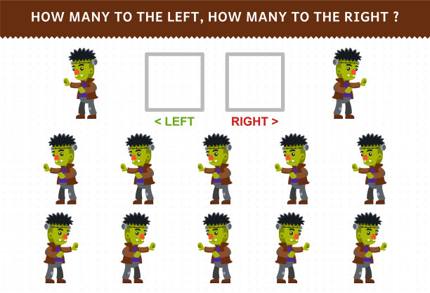 儿童左数和左数教育游戏图片下载