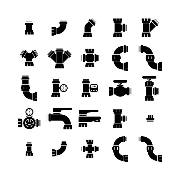管道和管道雕文图标集图像图片下载