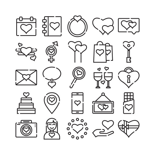 爱情和情人线图标集形象图片下载