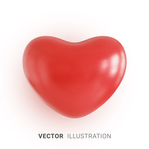 红心图标。爱情和婚礼的象征。情人节卡片的设计元素。逼真的3d矢量插图在白色背景图片下载