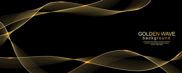 豪华的金色波浪设计在黑色背景图片下载