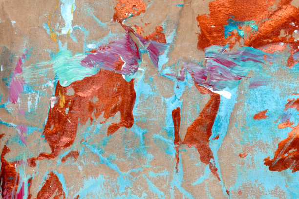 充满活力的背景画在旧纸与抽象的自然场景图片下载