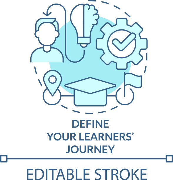 定义学习者的旅程蓝绿色概念图标图片下载