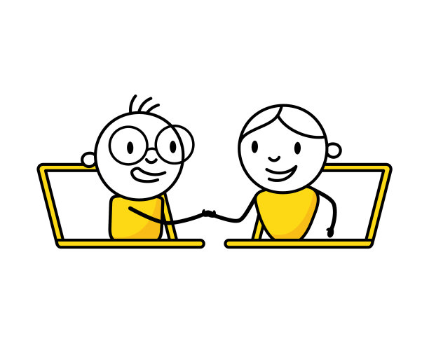 男人们通过笔记本电脑屏幕握手图片下载