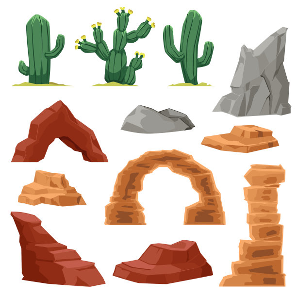 沙漠里的石头和植物被夷为平地图片下载