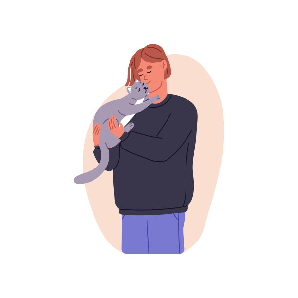 爱猫的人抱着快乐的宠物主人抱着图片下载