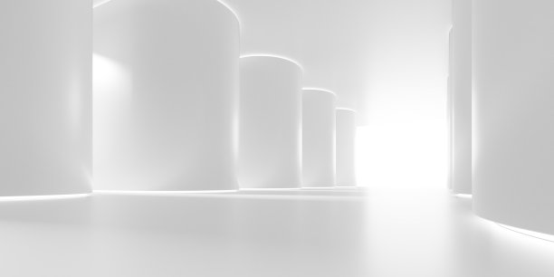 抽象混凝土建筑设计的三维渲染。图片下载