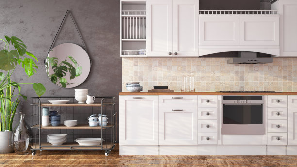 乡村厨房内部与厨房用具图片下载