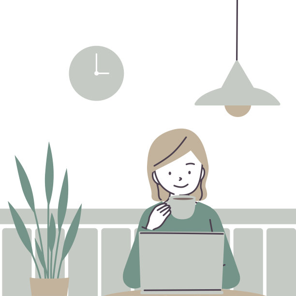 年轻女子拿着一杯热饮正在使用笔记本电脑图片下载