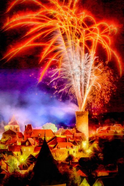 阿拉萨克的烟花(correze，利木赞，新阿基坦，法国)图片下载
