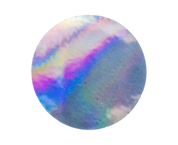 空白圆形胶粘剂全息箔不干胶标签隔离在白色背景图片下载