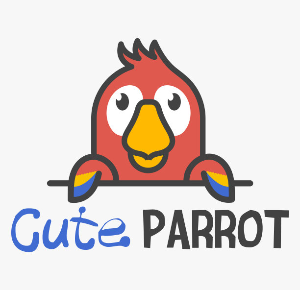 标志模板与可爱的ara鹦鹉标志设计图片下载