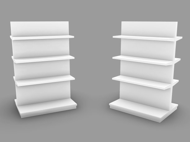 空的产品代表超市。，空显示与货架上的产品白色背景隔离。零售货架上。， 3D渲染插图。图片下载