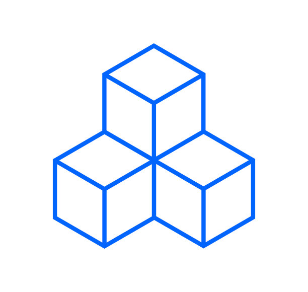 3d立方体块与3个盒子轮廓图标图片下载