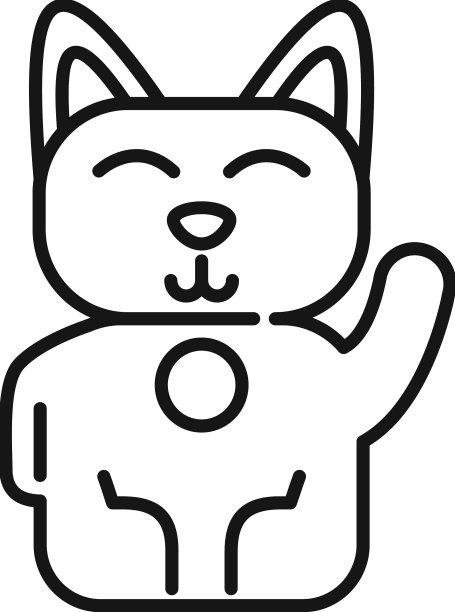 日本招财猫的图标轮廓图片下载
