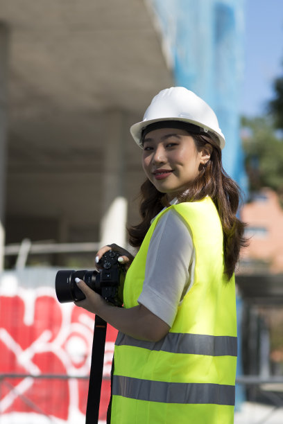 一位亚洲女性建筑经理正在建筑工地工作图片下载