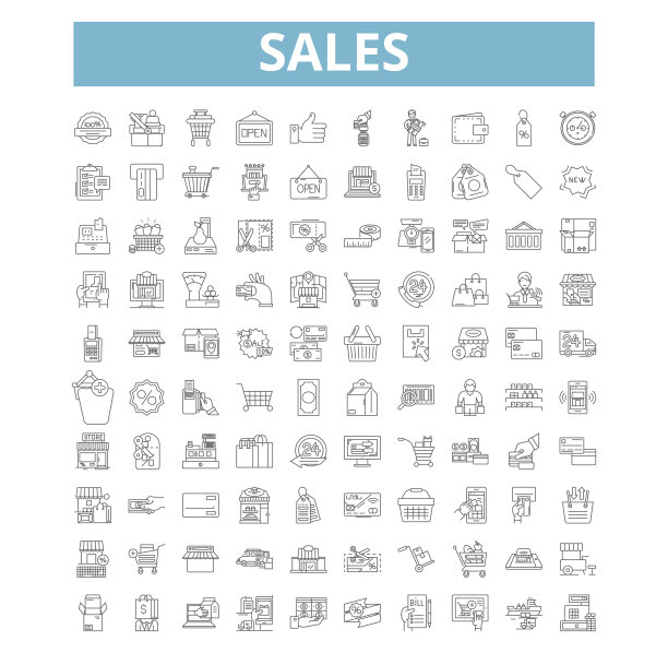 销售线性图标符号合集图片下载