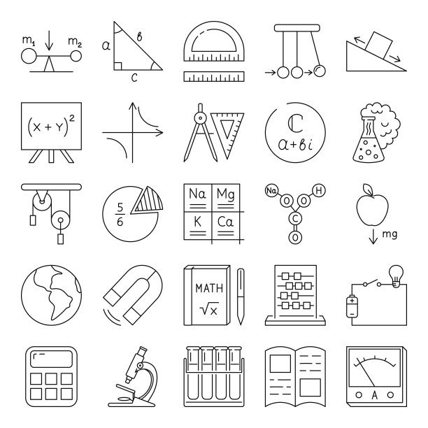 教育图标设置在直线风格图片下载