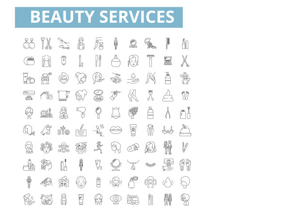 美容服务图标线符号网络标志图片下载