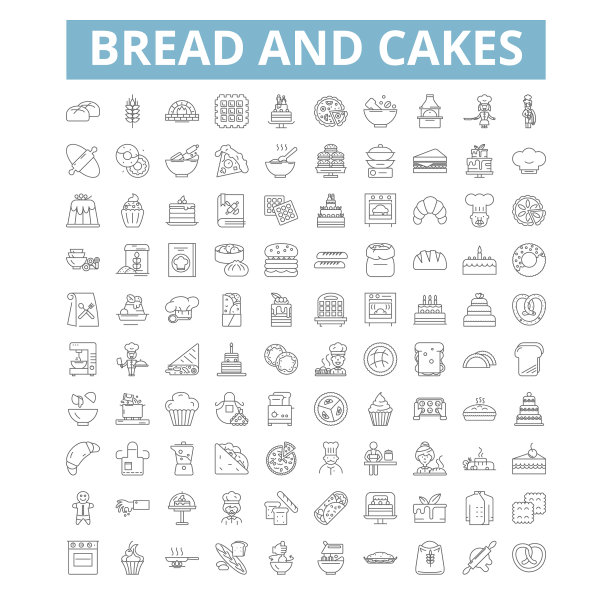 面包和蛋糕图标线符号网络标志图片下载