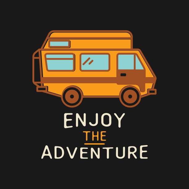 露营拖车的横幅和铭文图片下载