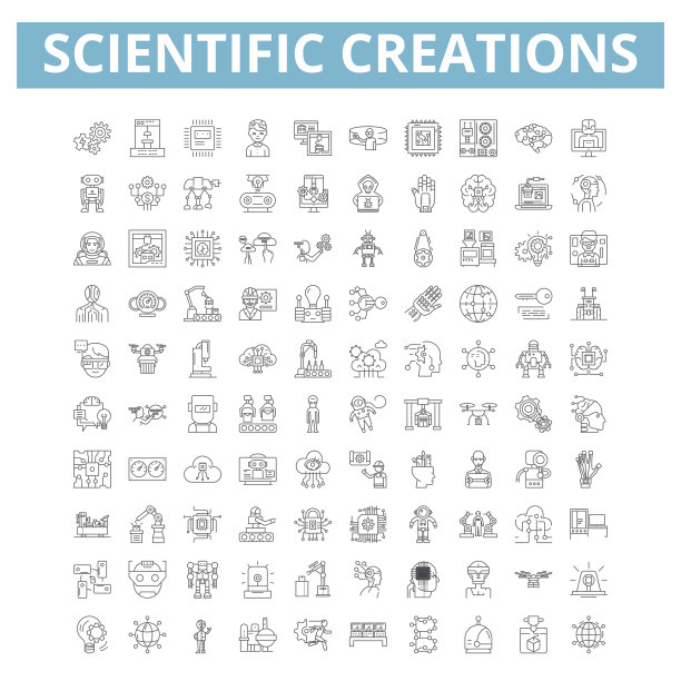 科学创造线性图标网络符号图片下载