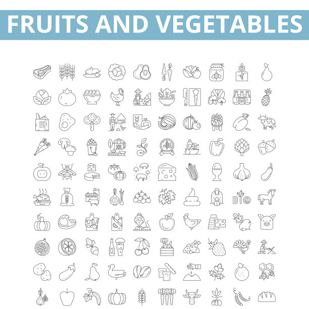 水果和蔬菜图标线符号网络图片下载