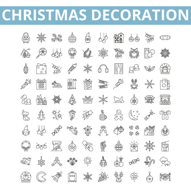 圣诞装饰图标线符号网图片下载