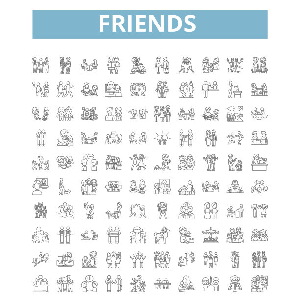 朋友图标线符号网络标志集合图片下载