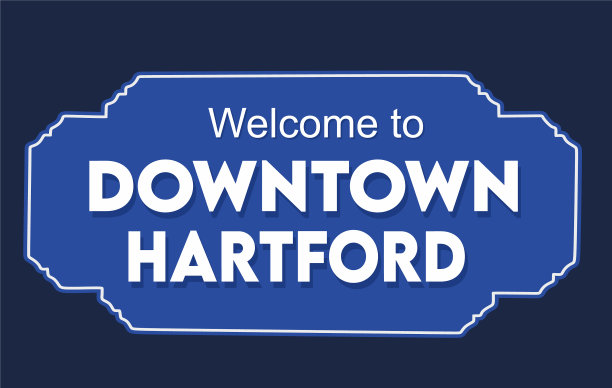 哈特福德市中心，蓝色背景图片下载