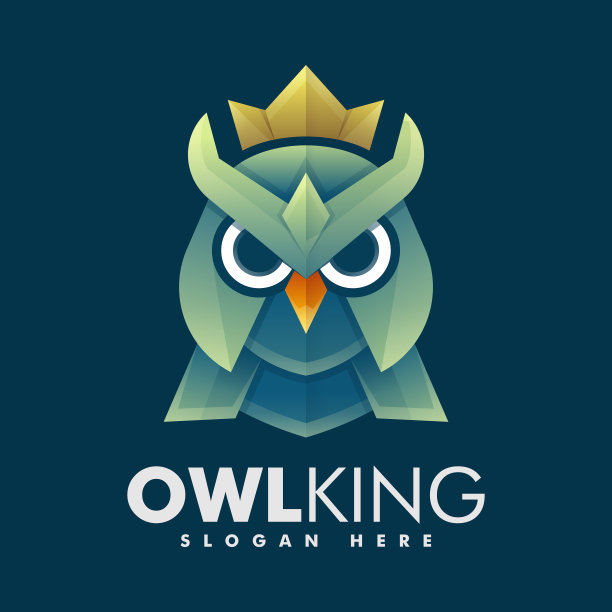 标志猫头鹰王渐变彩色风格图片下载