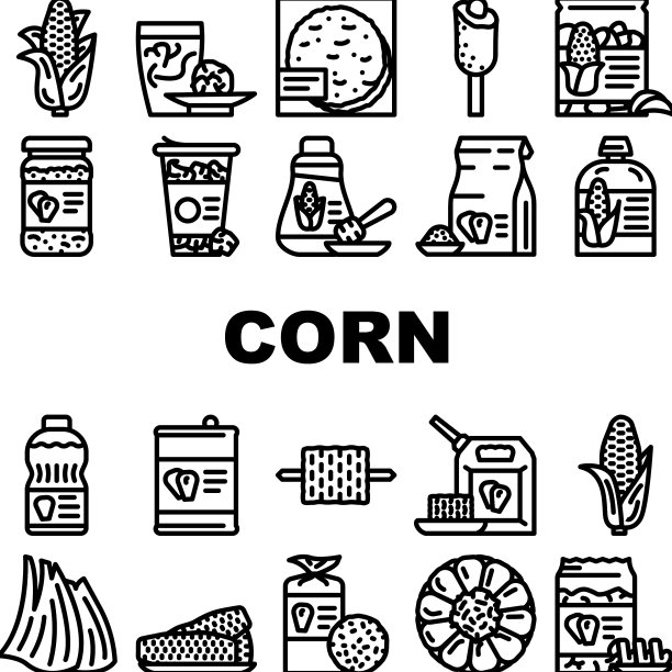 玉米玉米甜植物穗轴图标集图片下载