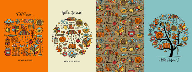 秋天秋天季节框图案树套图片下载