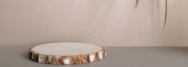 具有几何形状的抽象极小场景。圆柱形木制讲台。产品展示，模型，展示化妆品，讲台，舞台底座或平台。图片下载