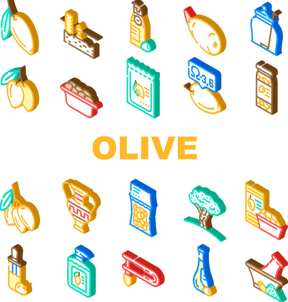 橄榄油绿色枝叶图标设置图片下载