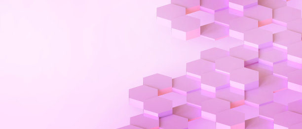 抽象的背景。未来的六边形与人工智能开发技术概念的粉红色。横幅，软件，复制空间，数字，网站-3d渲染图片下载
