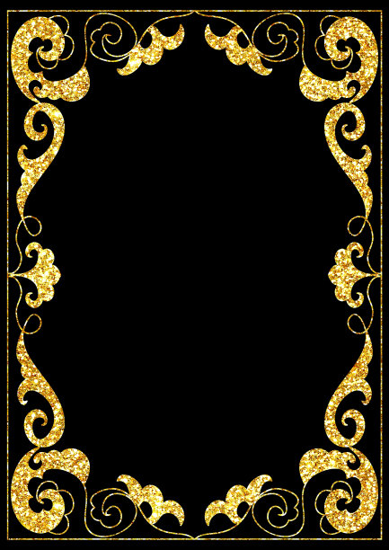 印花装饰金色闪光花框垂直格式与文字的地方和空间图片下载