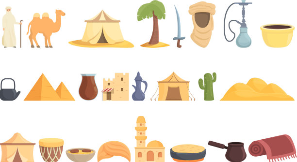 贝都因人的图标设置卡通阿拉伯沙漠图片下载