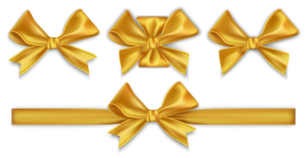 金弓在whtie背景。快乐事件的矢量插图图片下载